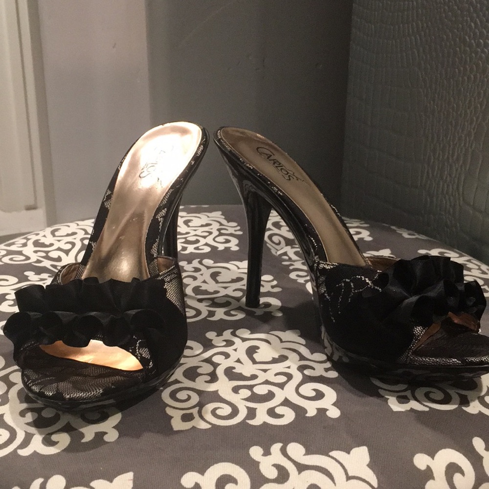 Sexy black lace heels